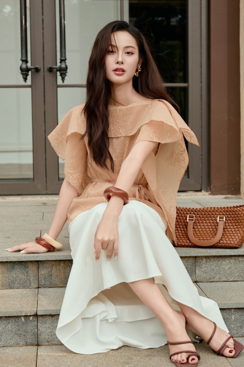 Sixdo Dark Beige Organza Blouse